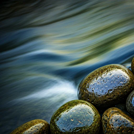 Flowing water over smooth stones — representing natural intelligence